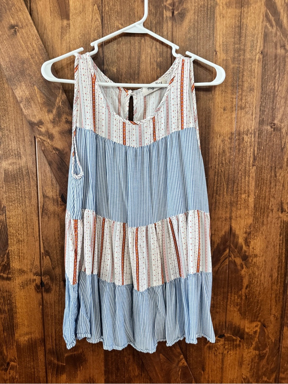 Striped Tiered Tank in Blue and Cream